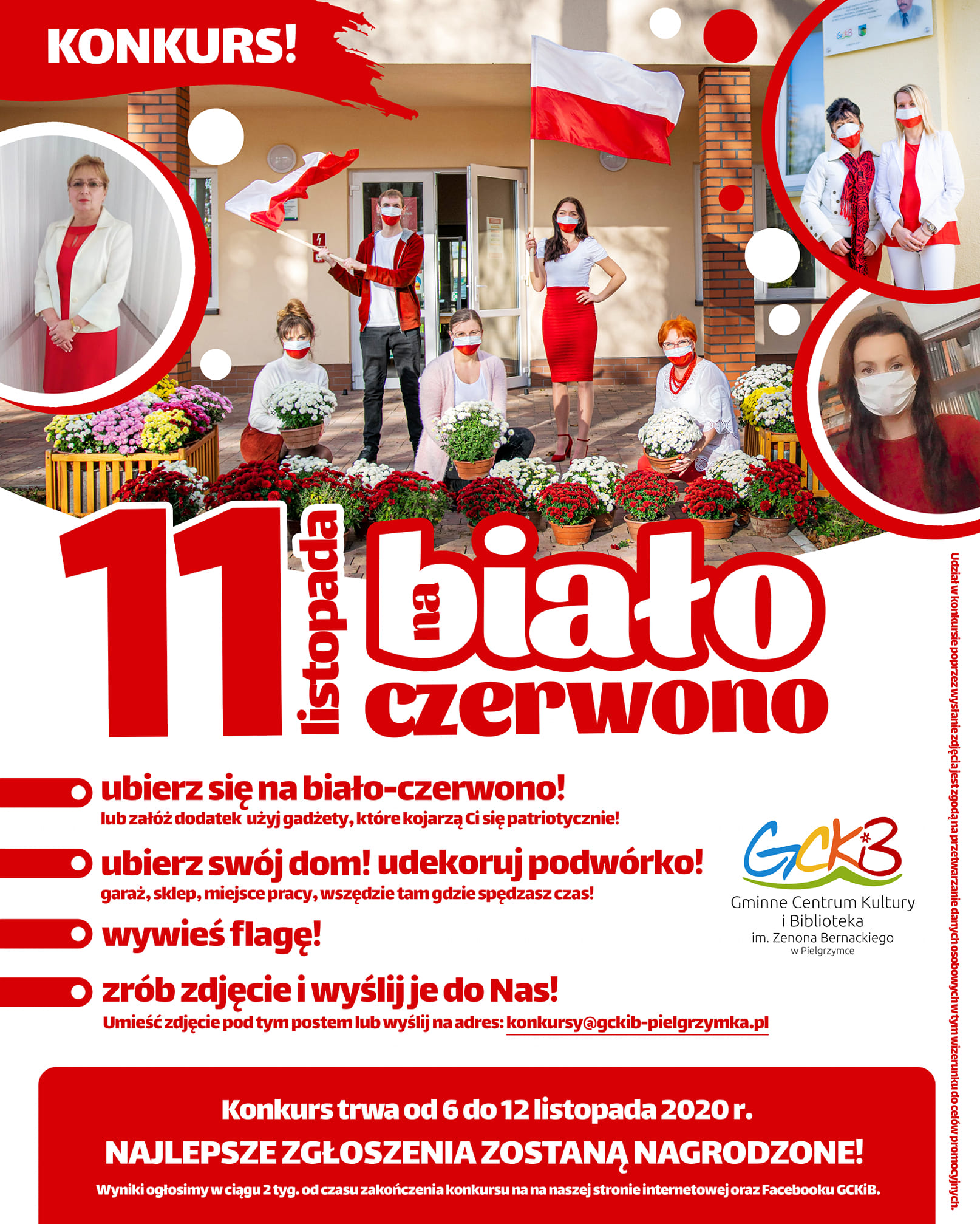 11 listopada święto niepodległości 2020 na biało czerwono konkurs gckib pielgrzymka